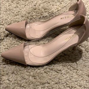 Nude/clear trendy heels